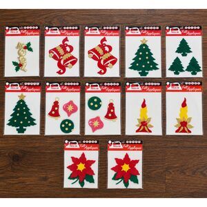 Vintage Walco Press-On Christmas Felt Appliques Lot of 12